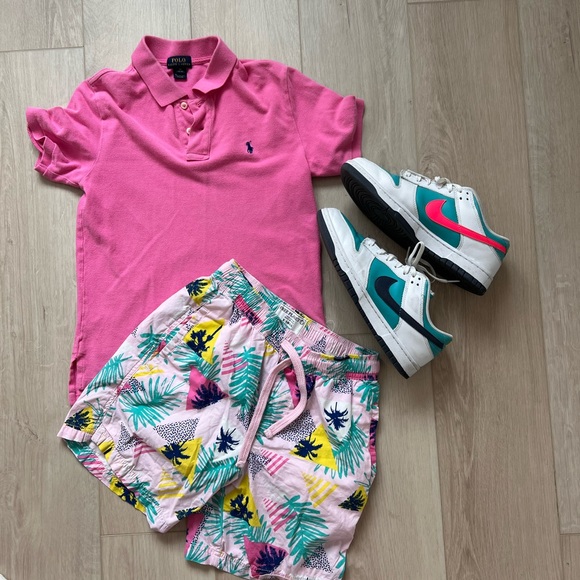 Free Planet Other - Outfit Bundle: Pink Polo Shirt and Tropical Shorts Set with Sneakers